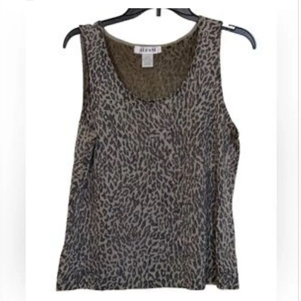 Alfani L SILK Blend Beige Black Animal Print Sequin Women's Tank Top
